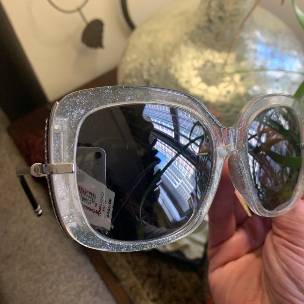 Authentic BOUCHERON 54 glitter oversized Square Swarovski crystals sunglasses - Picture 7 of 14